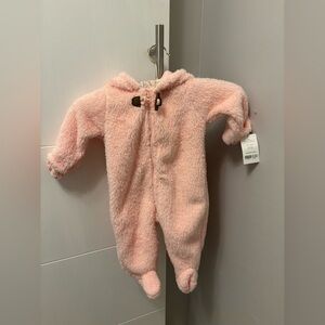 Carter's One-Piece Jumpsuit,  Girls Size 6 Mos, Pink Fleece with Teddy Bear Ears